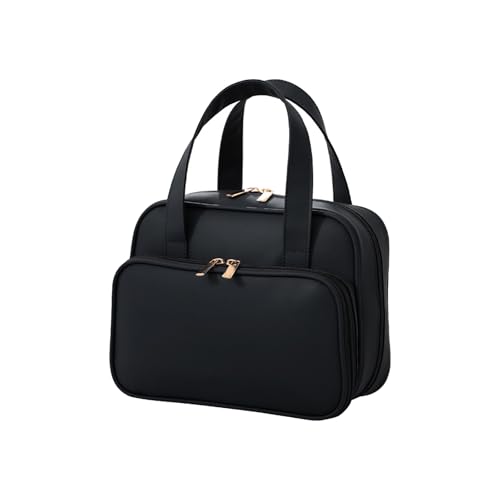 KMGDM Einfache Make-up-Tasche, Hand-Kosmetiktasche, große Kapazität, Kulturbeutel, Hautpflege-Aufbewahrungstasche, Reise-Kulturbeutel für Damen, Schwarz , 25x18cm KMGDM Einfache Make-up-Tasche, Hand-Kosmetiktasche, große Kapazität, Kulturbeutel, Hautpflege-Aufbewahrungstasche, Reise-Kulturbeutel für Damen, Schwarz , 25x18cm von KMGDM