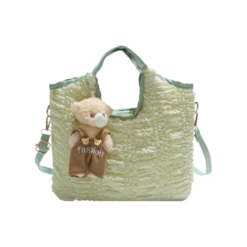 KMGDM Geknitterte Eimertasche mit abnehmbarem Charm, weiches PU-Leder, Handtasche für Damen, geräumige und praktische Schultertaschen, grün, 24x17.5cm KMGDM Geknitterte Eimertasche mit abnehmbarem Charm, weiches PU-Leder, Handtasche für Damen, geräumige und praktische Schultertaschen, grün, 24x17.5cm von KMGDM