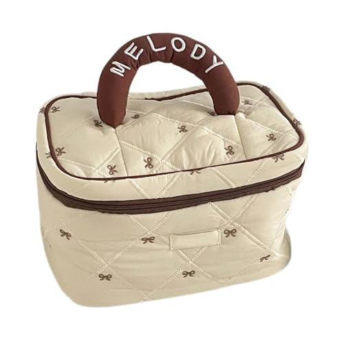 KMGDM Große Kapazität, tragbare Kosmetiktasche mit Schleifen-Design, für Damen und Mädchen, Reise-Make-up, organisiert mit mehreren Fächern, Wie abgebildet., 17x24x16cm, Make-up-Tasche von KMGDM