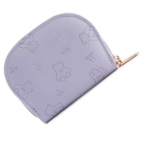 KMGDM Kompakte Damen-Geldbörse aus PU-Leder mit mehreren Kartenfächern und Reißverschlüssen für sicheres Reisen und Einkaufen, hellviolett, 11x8.5x2.5cm von KMGDM