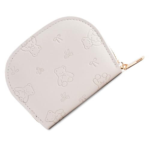 KMGDM Kompakte Damen-Geldbörse aus PU-Leder mit mehreren Kartenfächern und Reißverschlüssen für sicheres Reisen und Einkaufen, weiß, 11x8.5x2.5cm von KMGDM