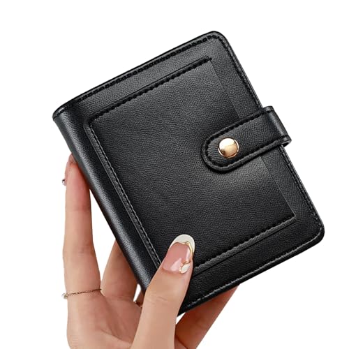 KMGDM Kompakte Damen-Geldbörse mit Schlüsselanhänger, Münzfach mit Reißverschluss und transparentem Fenster, Kartenhalter für den täglichen Gebrauch, Schwarz , 9x2x12cm, Siehe Abbildung von KMGDM