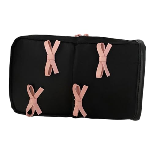 KMGDM Kosmetiktasche mit Schleifen-Dekoration, großes Fassungsvermögen, für Damen und Mädchen, Make-up-Pinsel, organisiert, tragbare Aufbewahrungstaschen von KMGDM