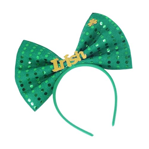 KMGDM Leprechaun Blingbling Stirnband Kleeblatt Spitze Kopfbedeckung Schleife Foto Requisiten Irish Day Party Kopfbedeckung Cosplay Zubehör von KMGDM