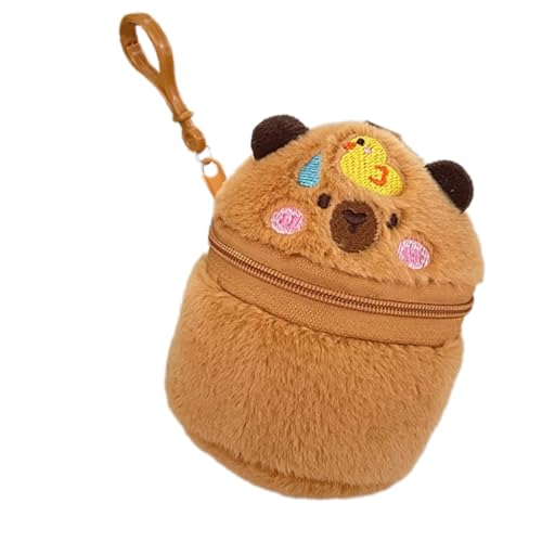 KMGDM Lovely Capybara Geldbörse aus Plüsch, Münzgeldbörse, Anhänger, Tiergeldbeutel, Geldtasche, Kopfhörer-Aufbewahrungstasche, Kopfhörer-Etui, Wie abgebildet., 10x5x11cm, Kleine gelbe Ente von KMGDM