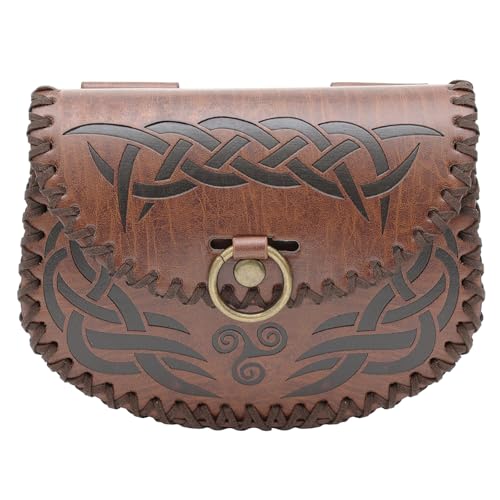 KMGDM Mittelalterliche Cosplay-Hüfttasche, mittelalterliche Leder-Gürteltasche, geprägte Gürteltaschen für Cosplay, Party, Halloween, coffee, 8x0.4x15.0cm von KMGDM