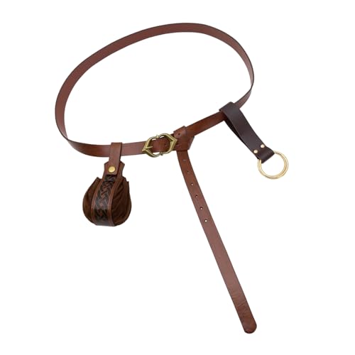 KMGDM Mittelalterliche Stile Verstellbare PU Leder Hüfttasche für Cosplay Kostüm Zubehör und Mottopartys, braun, 2.5x168cm/2.2x18cm/2.7x15cm, CST076BR von KMGDM
