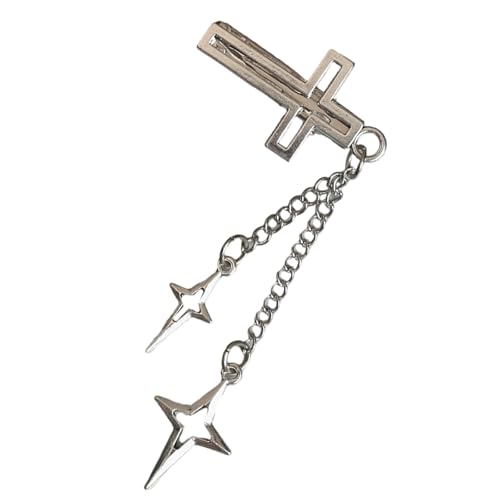 KMGDM Modische Kreuze Haarspange Legierung Casual Haarschmuck Stilvolle Stern Quasten Durchbrochen für Mädchen Frauen Silber von KMGDM