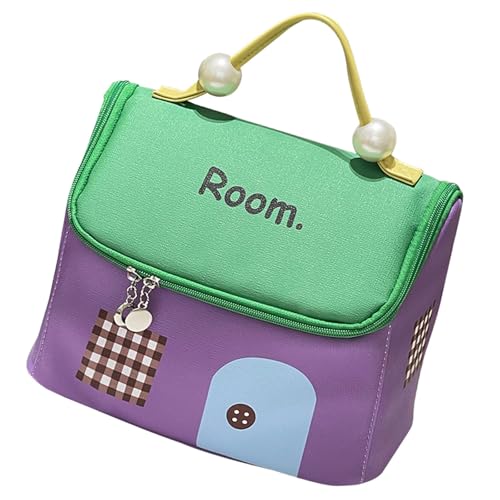 KMGDM Praktische Make-up-Tasche in Hausform für Damen, große Kapazität, Toilettenartikel, Kosmetiktasche mit Griff, praktische Aufbewahrung von KMGDM