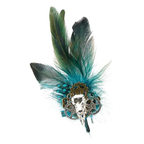 KMGDM Punk Gotik Gear Clock Brosche Quasten Kette Broschen Pin Hairclips Vintage Kragen Mantel Anstecker Hemd Pins Schmuck, 4x12cm, Federn aus Metalllegierung von KMGDM