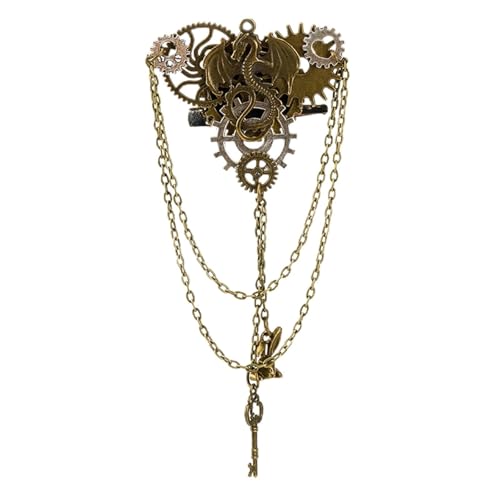 KMGDM Punk Gotik Gear Dargon Brosche Quasten Kette Brosche Pin Hairclips Vintage Kragen Mantel Anstecker Hemd Pins Schmuck von KMGDM