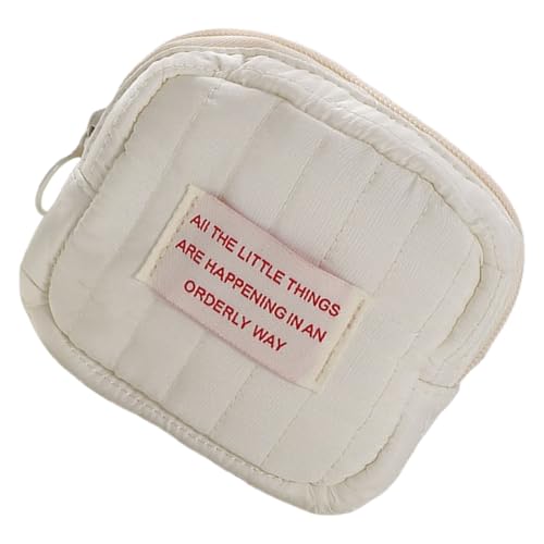 KMGDM Reise-Make-up-Tasche, ästhetische Kosmetiktasche, Kleingeldtasche, koreanischer Stil, Kulturbeutel, Hautpflege-Organizer, kleine Reißverschlusstasche, beige, 5.5x10.5x10.5cm, Wie abgebildet von KMGDM