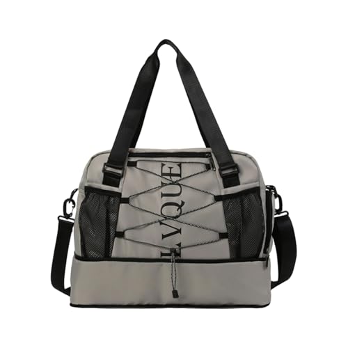 KMGDM Reisetasche Fitnessbeutel Turnbeutel Buchstabendruck Sporttasche Große Kapazität Übernachtungstasche Einfache Trainingstasche Weekender Tasche, grau, 45x21x26cm von KMGDM