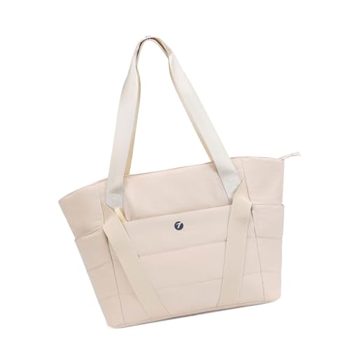 KMGDM Reisetasche Multifunktionale Fitnesstasche Turnbeutel Sporttasche Große Kapazität Schultertasche Gesteppte Trainingstasche, beige, 54x33.5x15x40.5cm, Wie abgebildet von KMGDM