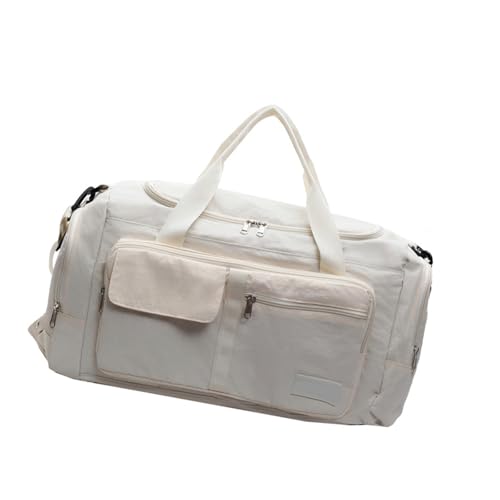 KMGDM Reisetasche Multifunktionale Fitnesstasche Turnbeutel Sporttasche Große Kapazität Übernachtungstasche Trainingstasche Weekendertasche, beige, 26x50x24cm von KMGDM