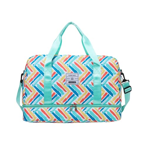 KMGDM Reisetasche Multifunktionale Fitnesstasche Turnbeutel Sporttasche Große Kapazität Übernachtungstasche Trainingstasche Weekendertasche, grün, 48x32x17cm von KMGDM