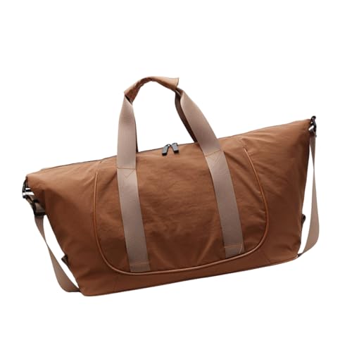 KMGDM Reisetasche Wasserabweisend Fitness Tasche Turnbeutel Sporttasche Große Kapazität Übernachtungstasche Einfache Trainingstasche Wochenendtasche, braun, 58x19x29cm von KMGDM