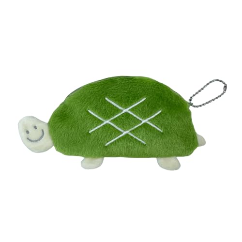 KMGDM Schildkröten-Münzgeldbörse, Plüsch-Münzbeutel, Geldbörse mit Reißverschlüssen, Schlüsselanhänger, kleine Geldbörse für Damen, tragbare Kosmetiktasche, grün, 17vm, B von KMGDM