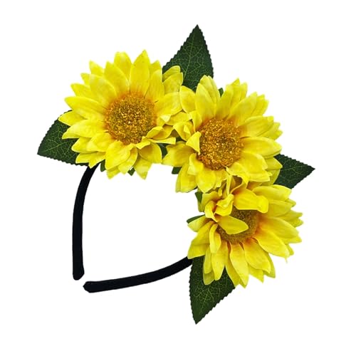 KMGDM Sonnenblumen-Stirnband, Blumenkronstück für Damen und Teenager, Haar-Accessoire für Partys und Musik-Festivals von KMGDM