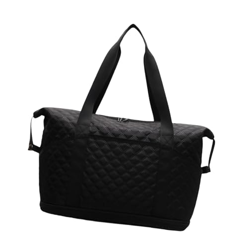 KMGDM Turnbeutel Große Kapazität Reisetasche Erweiterbar Fitness Tasche mit Trocken- und Nasstrennung Sporttasche Weekender Tasche für den täglichen Gebrauch, Schwarz , 50x23x44cm von KMGDM