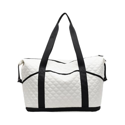 KMGDM Turnbeutel Große Kapazität Reisetasche Erweiterbar Fitness Tasche mit Trocken- und Nasstrennung Sporttasche Weekender Tasche für den täglichen Gebrauch, beige, 50x23x44cm von KMGDM