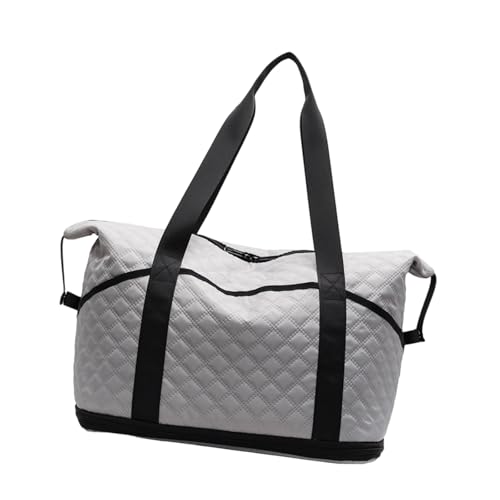 KMGDM Turnbeutel Große Kapazität Reisetasche Erweiterbar Fitness Tasche mit Trocken- und Nasstrennung Sporttasche Weekender Tasche für den täglichen Gebrauch, grau, 50x23x44cm von KMGDM
