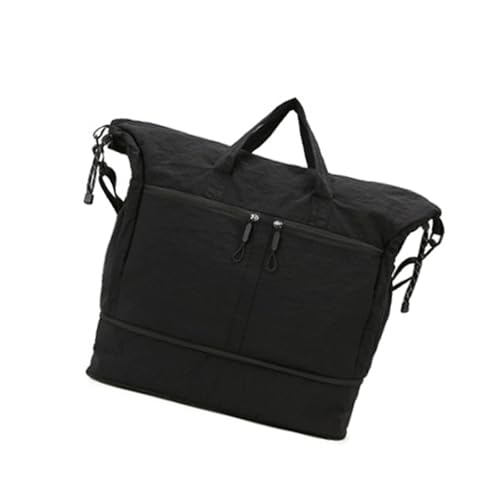 KMGDM Turnbeutel Große Kapazität Reisetasche Gepäck Tasche Fitness Tasche mit Trocken- und Nasstrennung Übernachtungstasche Weekender Tasche, Schwarz , 44x35x18cm von KMGDM