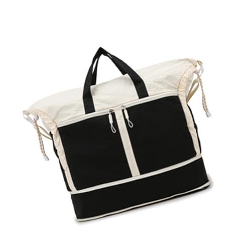 KMGDM Turnbeutel Große Kapazität Reisetasche Gepäck Tasche Fitness Tasche mit Trocken- und Nasstrennung Übernachtungstasche Weekender Tasche, Schwarz und Weiß Matc, 44x35x18cm von KMGDM