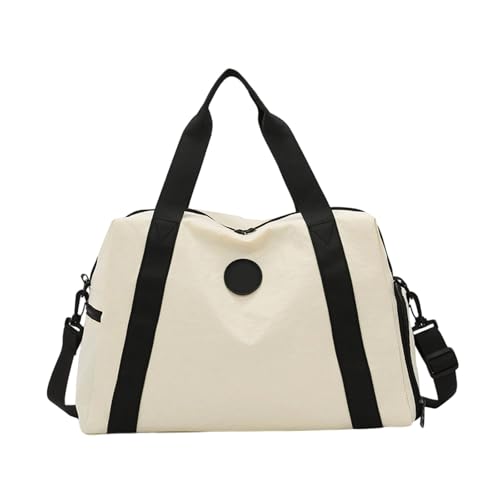 KMGDM Turnbeutel Große Kapazität Reisetasche Gepäck Tasche Fitness Tasche mit Trocken- und Nasstrennung Übernachtungstasche Weekender Tasche, beige, 45x23x27cm von KMGDM
