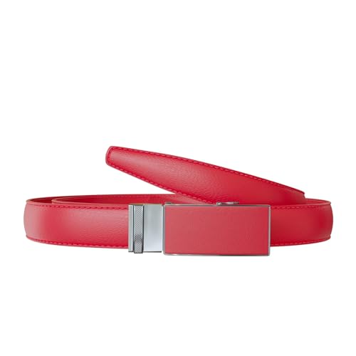 KMISSO Damen Automatik Gürtel Übergrößen Echt Veganes Leder 30642 Rot 115 cm von KMISSO