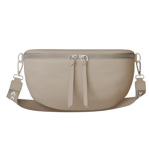 Damen Crossbody Tasche Veganes Leder Modern Praktisch Stilvoll 30621 Taupe von KMISSO