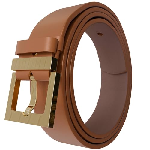 KMISSO Damen Gürtel Jeans Hosen Ledergürtel Echt Rind Leder Robust 30634 Gognac 90 cm von KMISSO