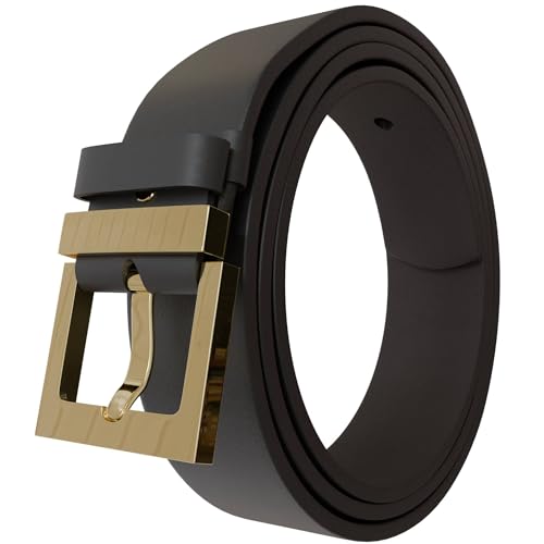 KMISSO Damen Gürtel Jeans Hosen Ledergürtel Echt Rind Leder Robust 30634 Schwarz 90 cm von KMISSO