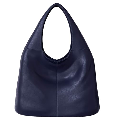 KMISSO Damen Shopper Tasche Hobo Bag Beutel Stil groß aus veganem Leder 30659 D.Blue von KMISSO