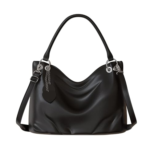 KMISSO Damen Umhänge Henkel Tasche Veganes Leder 30617 Black von KMISSO
