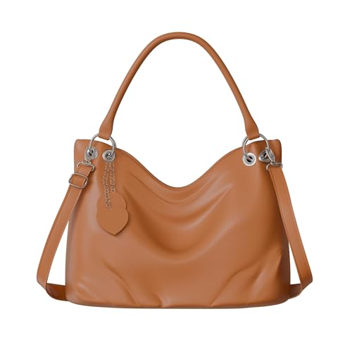 KMISSO Damen Umhänge Henkel Tasche Veganes Leder 30617 Brown von KMISSO