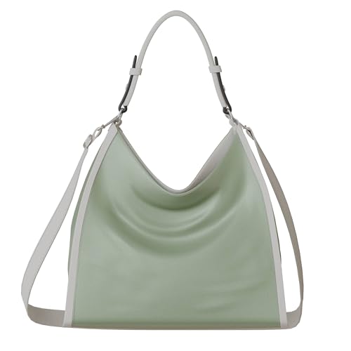 KMISSO Damen Umhänge Schulter Hand Shopper Tasche Echt Vegans Leder 30624 Green von KMISSO