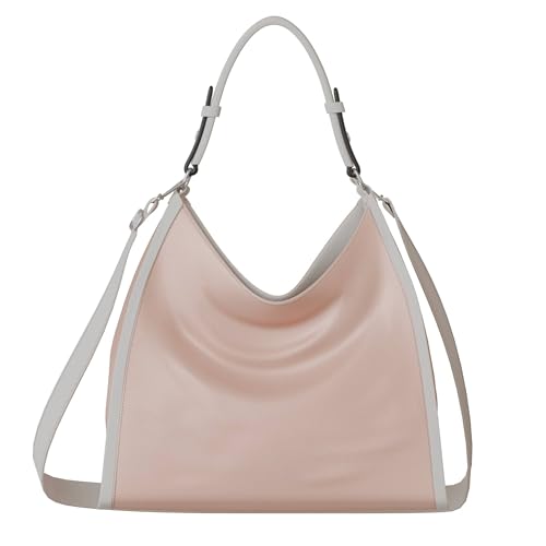 KMISSO Damen Umhänge Schulter Hand Shopper Tasche Echt Vegans Leder 30624 Pink von KMISSO