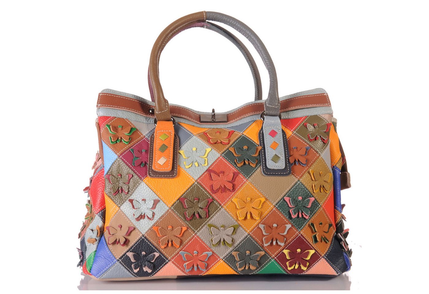 KMISSO Henkeltasche Damen Leder Patchwork Umhänge Shopper Schulter Henkel Tasche 30675 (1-tlg), im eleganten Look von KMISSO