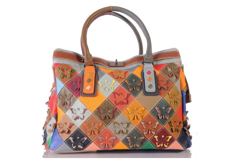 KMISSO Henkeltasche Damen Leder Patchwork Umhänge Shopper Schulter Henkel Tasche 30675 (1-tlg), im eleganten Look von KMISSO