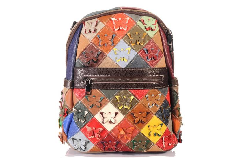 KMISSO Henkeltasche Handgefertigter City Backpack Pachwork Rucksack Italien Leder bunt 306 (1-tlg), im eleganten Look von KMISSO
