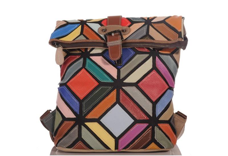 KMISSO Henkeltasche Handgefertigter Pachwork Design Echtleder Cyty Back Rucksack 30664 (1-tlg), im eleganten Look von KMISSO