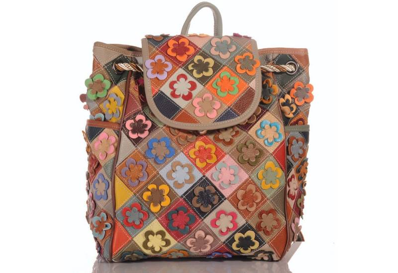 KMISSO Henkeltasche Handgefertigter Pachwork Design Echtleder Cyty Back Rucksack 30665 (1-tlg), im eleganten Look von KMISSO