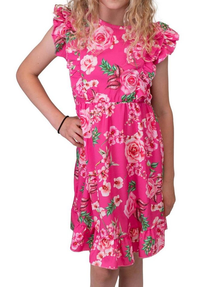 KMISSO Jerseykleid Mädchen Kleid Rosenmotiv (1-tlg) bequem zu tragen von KMISSO