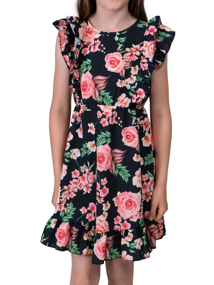 KMISSO Jerseykleid Mädchen Kleid Rosenmotiv (1-tlg) bequem zu tragen von KMISSO