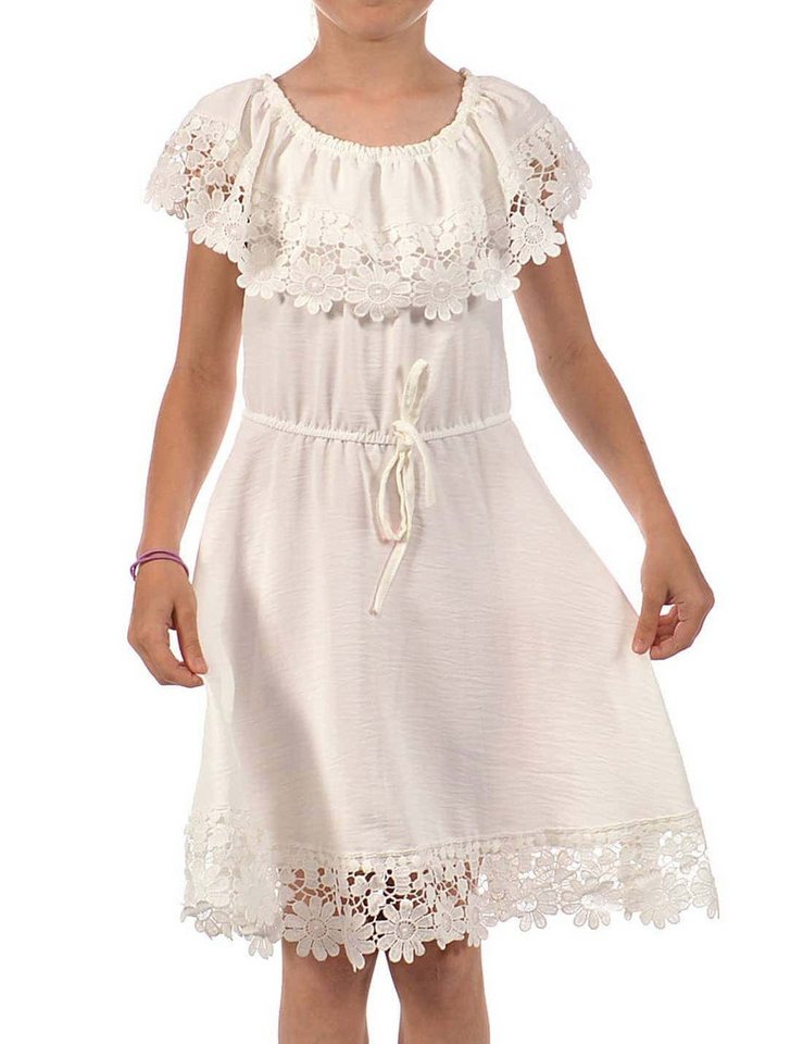 KMISSO Sommerkleid Mädchen Kleid Schulterfrei mit Spitze (1-tlg) bequem zu tragen von KMISSO