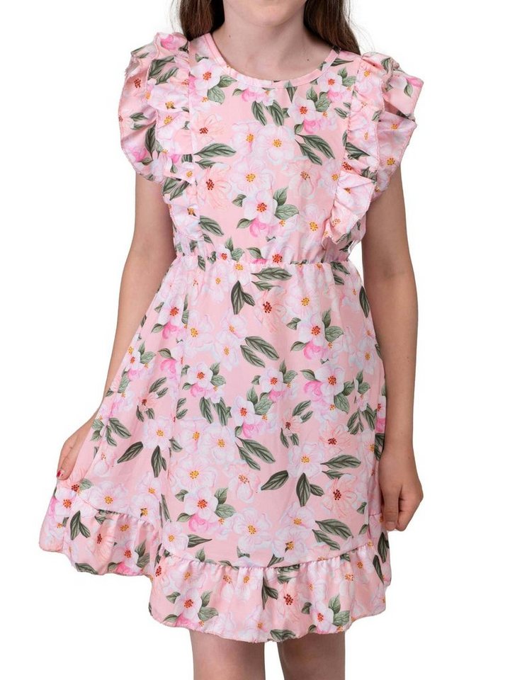 KMISSO Sommerkleid Mädchen Kleid mit Volants Blumenmotiv 30384 (1-tlg) bequem zu tragen von KMISSO