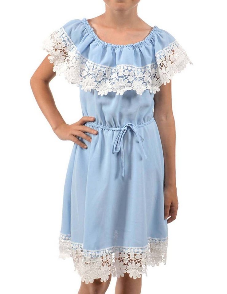 KMISSO Sommerkleid Mädchen Kleid Schulterfrei mit Spitze (1-tlg) bequem zu tragen von KMISSO