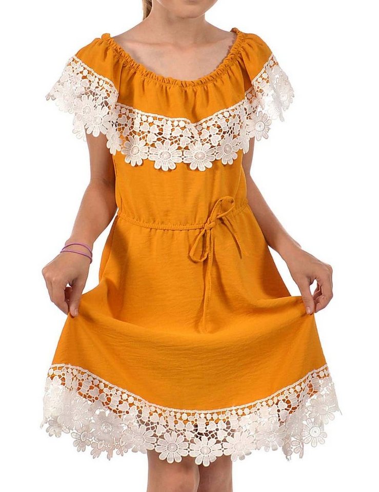 KMISSO Sommerkleid Mädchen Kleid Schulterfrei mit Spitze (1-tlg) bequem zu tragen von KMISSO