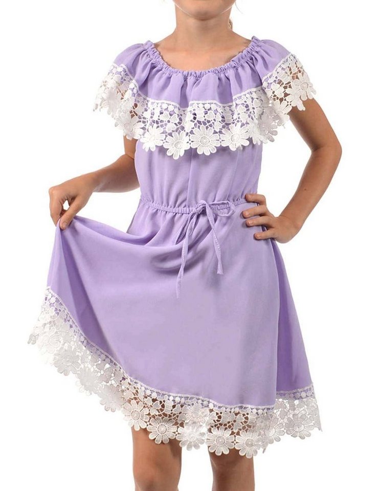 KMISSO Sommerkleid Mädchen Kleid Schulterfrei mit Spitze (1-tlg) bequem zu tragen von KMISSO